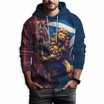 Ainslie Tartan Family Crest Hoodie with Scottish Majestic Lion