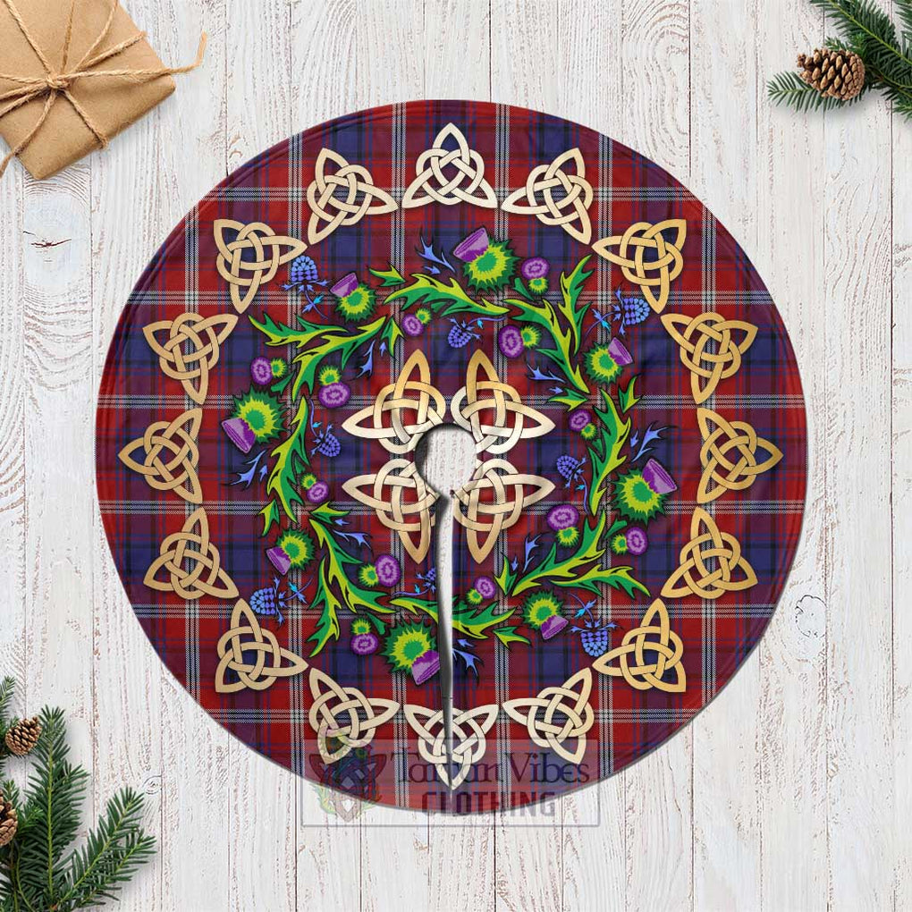 Tartan Vibes Clothing Ainslie Tartan Christmas Tree Skirt with Thistle Celtic Knot Style