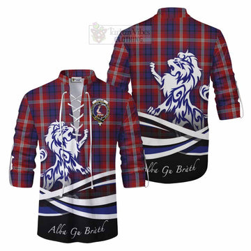 Ainslie Tartan Ghillie Kilt Shirt with Alba Gu Brath Regal Lion Emblem