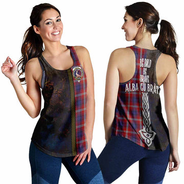 Ainslie Tartan Family Crest Women's Racerback Tanks Alba Gu Brath Be Brave Lion Ancient Style 4XL - Tartan Vibes Clothing