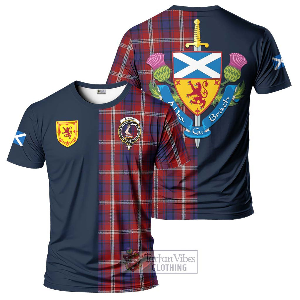 Tartan Vibes Clothing Ainslie Tartan T-Shirt Alba with Scottish Lion Royal Arm Half Style