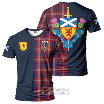 Ainslie Tartan T-Shirt Alba with Scottish Lion Royal Arm Half Style