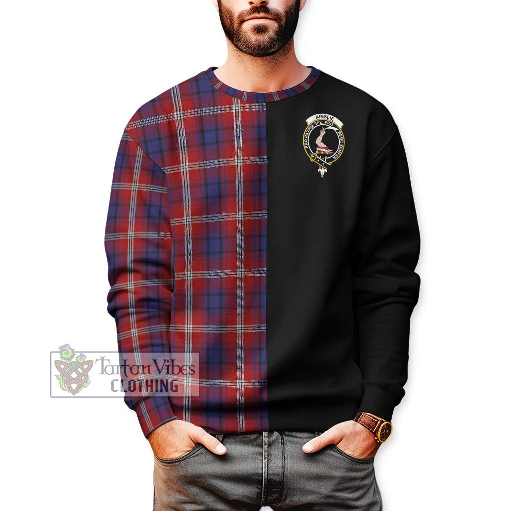 Ainslie Tartan Sweatshirt with Family Crest and Half Of Me Style Unisex - Tartanvibesclothing Shop