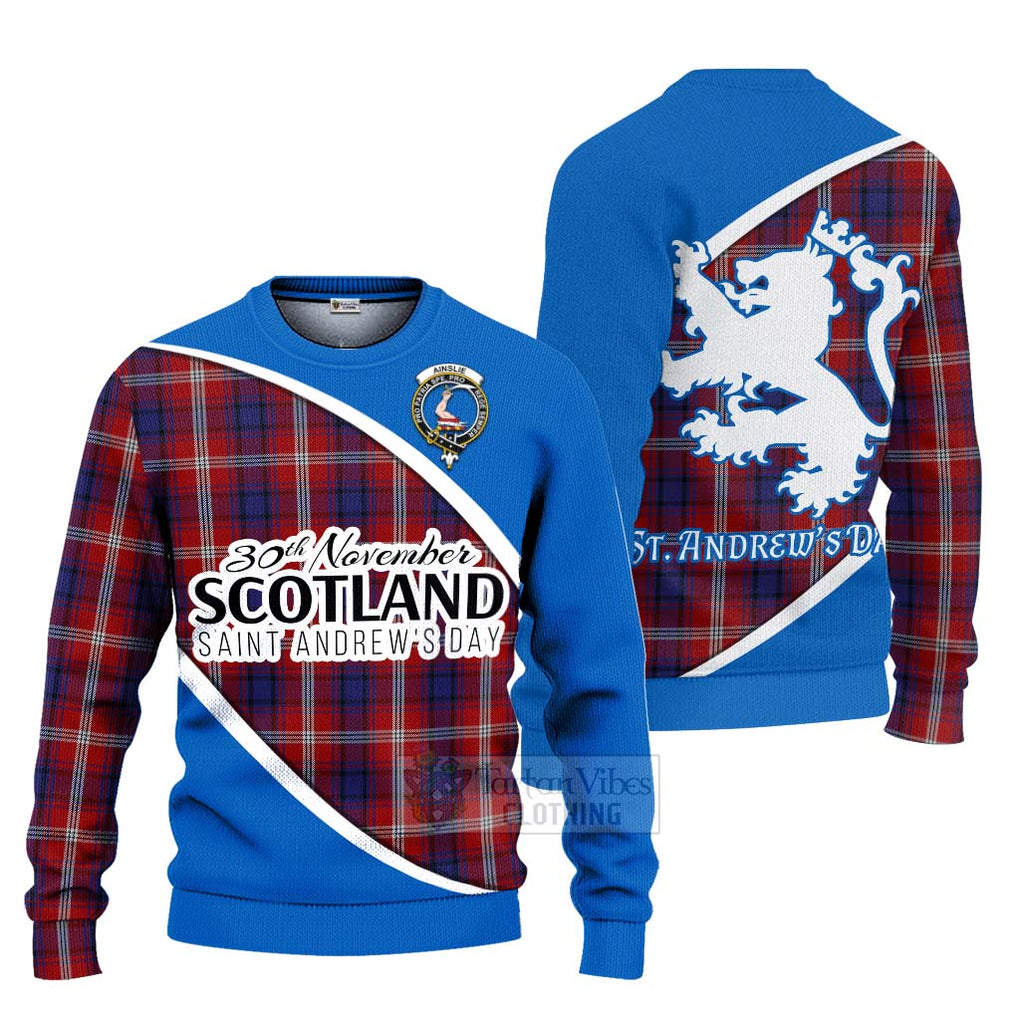 Tartan Vibes Clothing Ainslie Family Crest Tartan Knitted Sweater Celebrate Saint Andrew's Day in Style