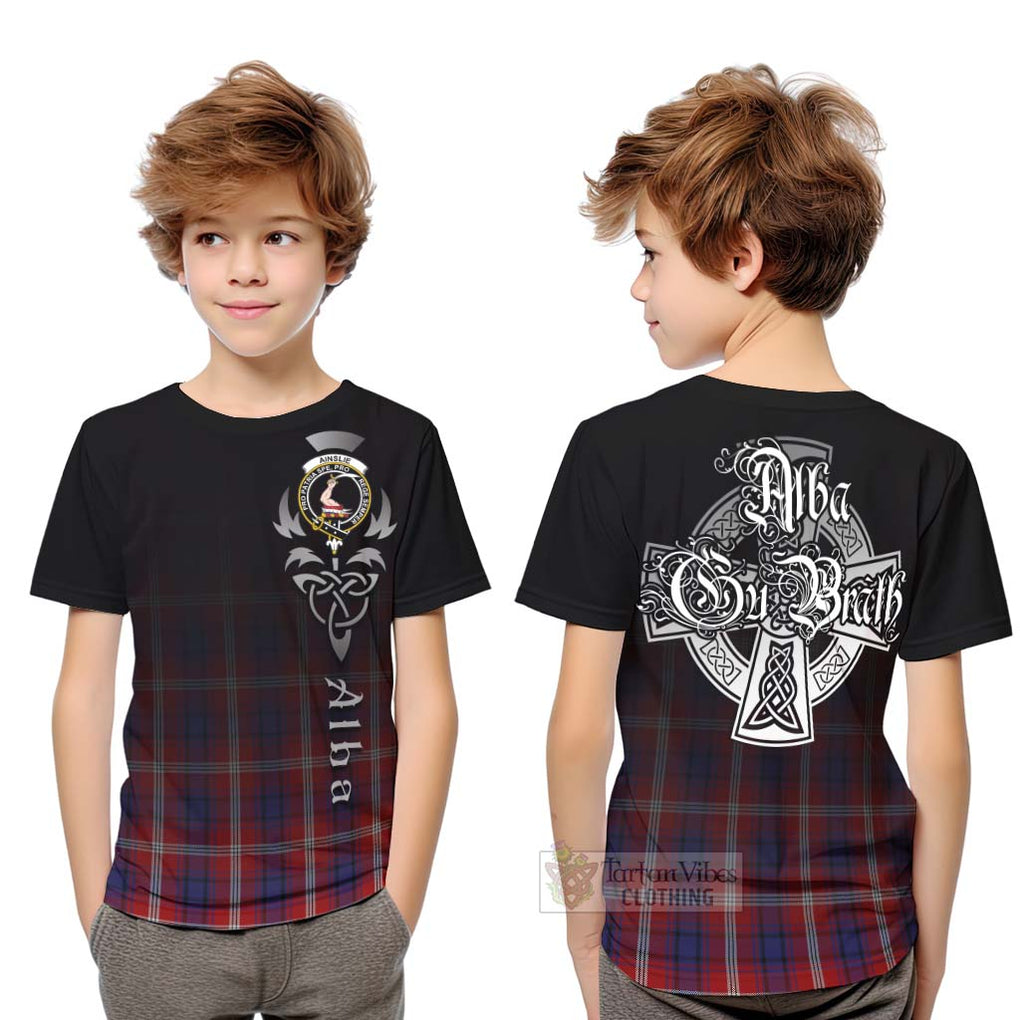 Tartan Vibes Clothing Ainslie Tartan Kid T-Shirt Featuring Alba Gu Brath Family Crest Celtic Inspired