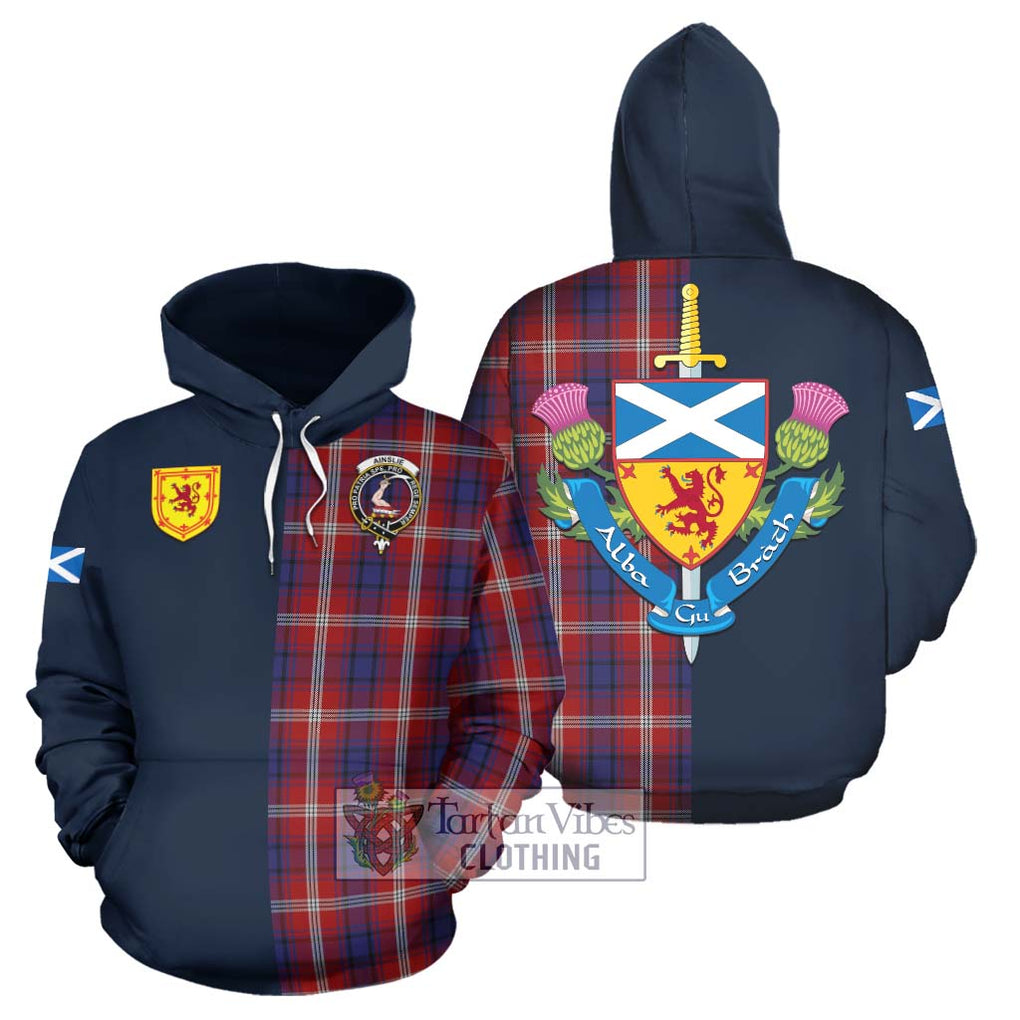 Tartan Vibes Clothing Ainslie Tartan Hoodie with Scottish Lion Royal Arm Half Style