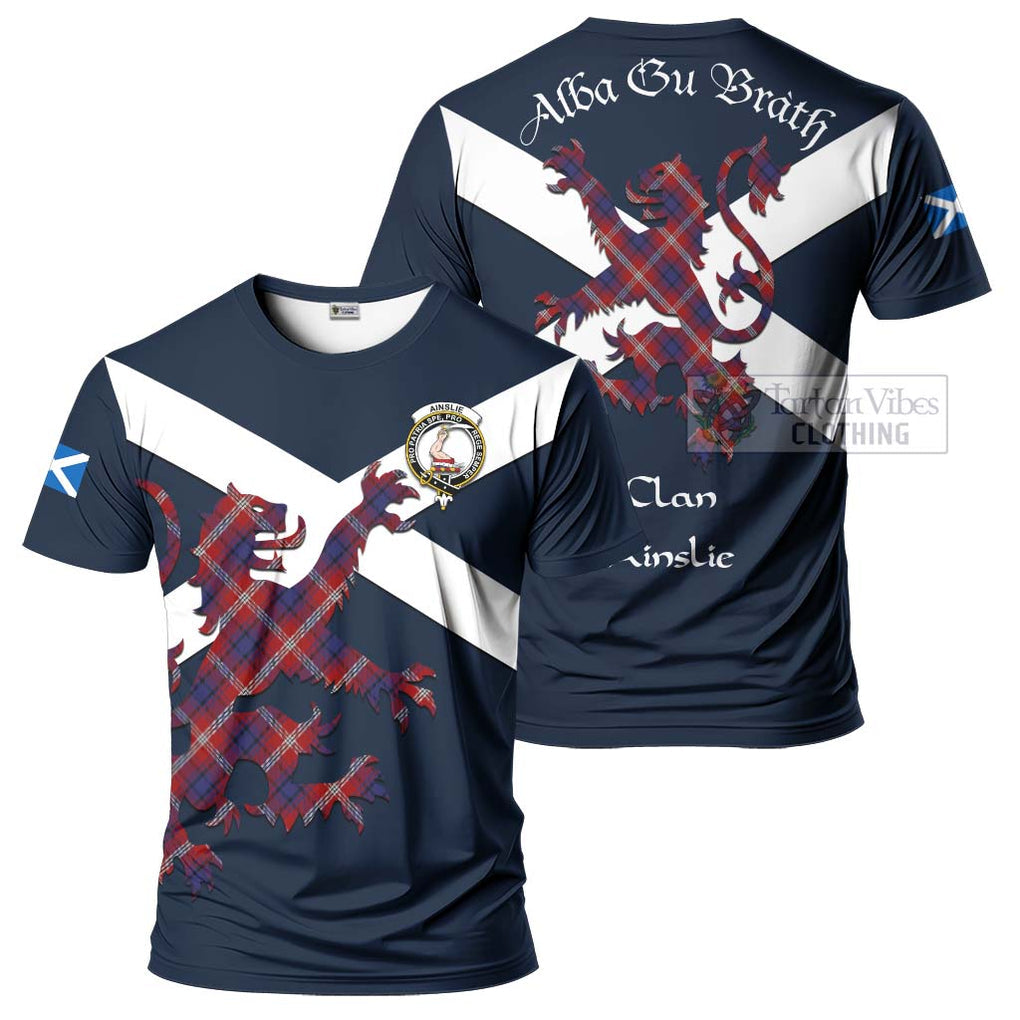 Tartan Vibes Clothing Ainslie Tartan Lion Rampant T-Shirt – Proudly Display Your Heritage with Alba Gu Brath and Clan Name