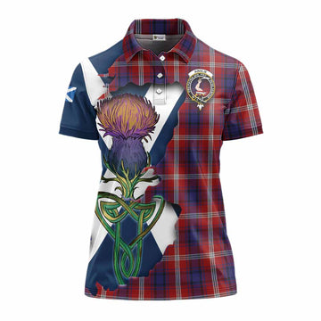 Ainslie Tartan Family Crest Women's Polo Shirt Scottish Thistle Celtic Inspired Women - Tartan Vibes Clothing