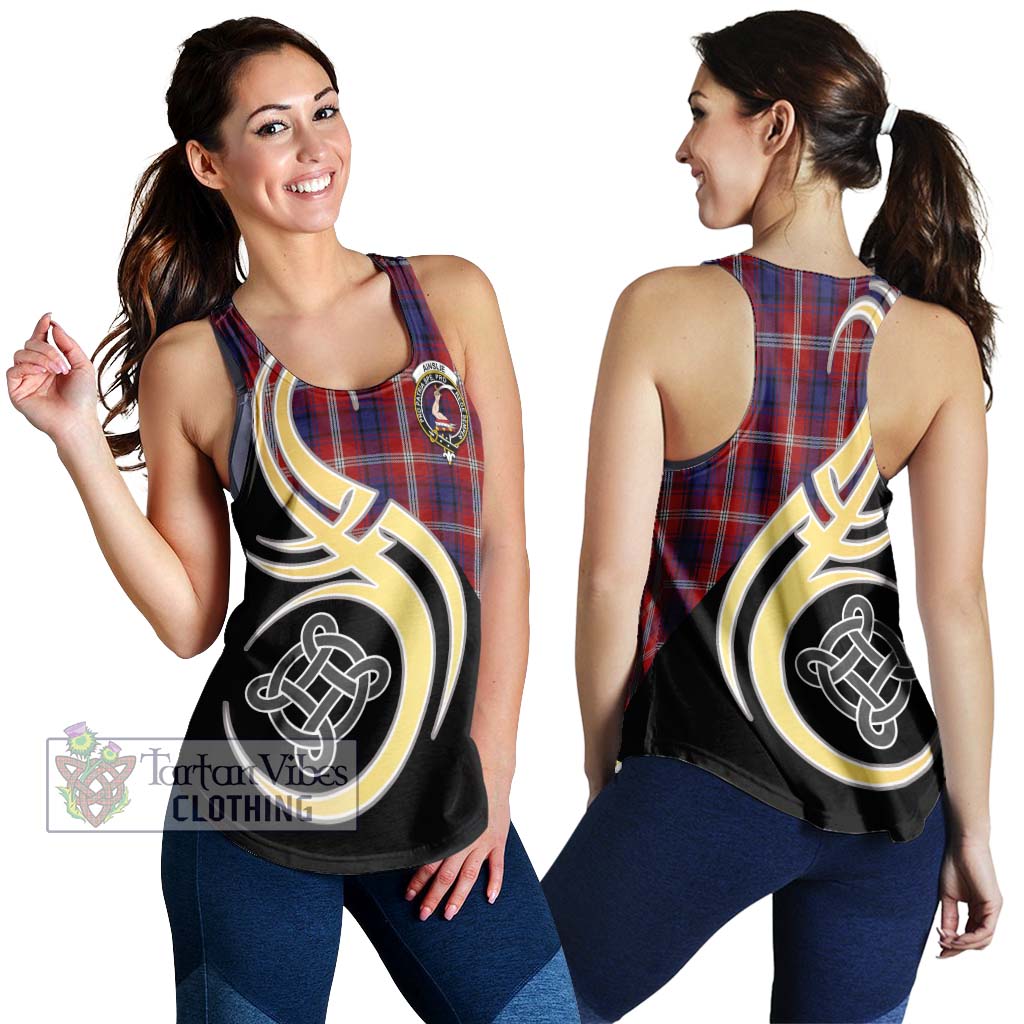 Ainslie Tartan Women's Racerback Tanks with Family Crest and Celtic Symbol Style 4XL - Tartan Vibes Clothing