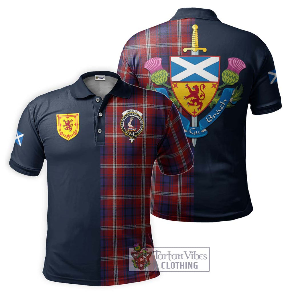 Tartan Vibes Clothing Ainslie Tartan Polo Shirt with Scottish Lion Royal Arm Half Style