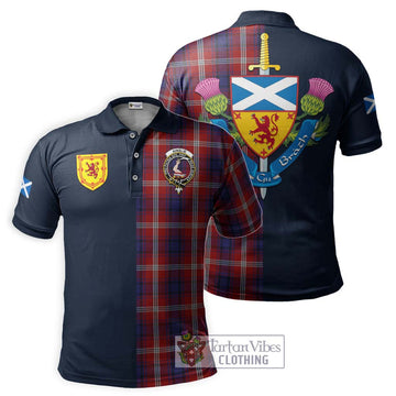 Ainslie Tartan Polo Shirt Alba with Scottish Lion Royal Arm Half Style