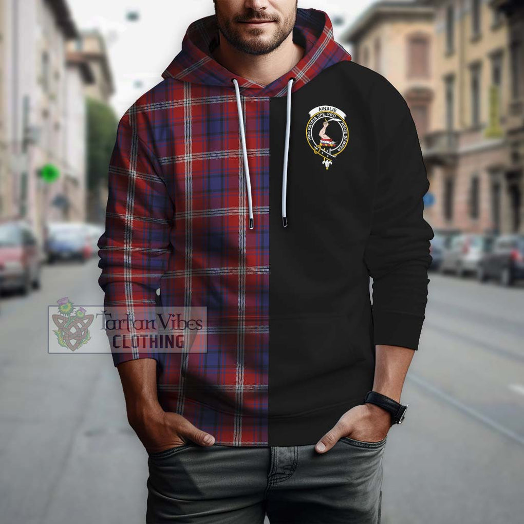 Ainslie Tartan Hoodie with Family Crest and Half Of Me Style Zip Hoodie - Tartanvibesclothing Shop