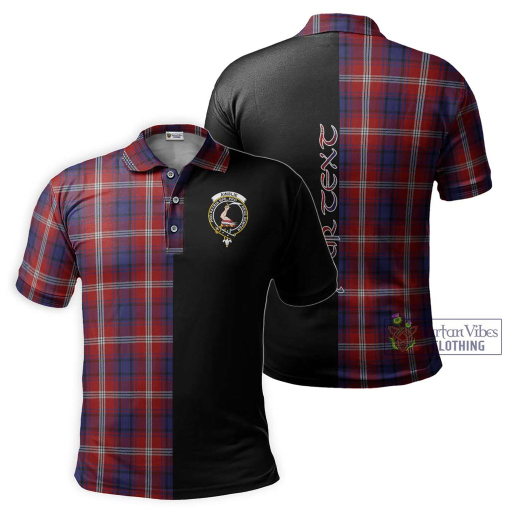 Ainslie Tartan Polo Shirt with Family Crest and Half Of Me Style Kid - Tartanvibesclothing Shop