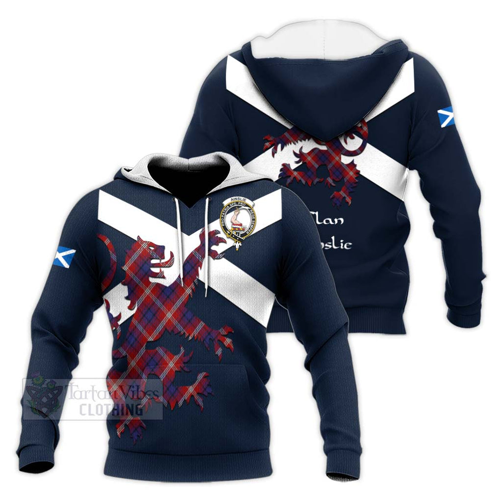 Tartan Vibes Clothing Ainslie Tartan Lion Rampant Knitted Hoodie – Proudly Display Your Heritage with Alba Gu Brath and Clan Name