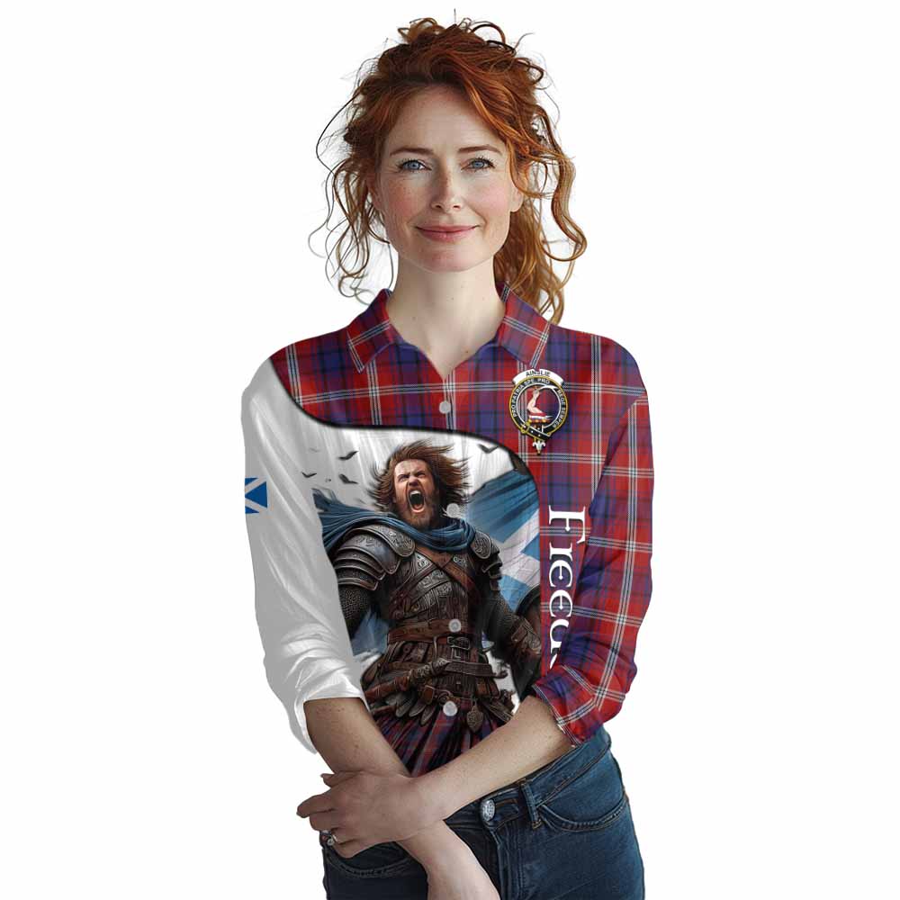 Tartan Vibes Clothing Ainslie Crest Tartan Women's Casual Shirt Inspired by the Freedom of Scottish Warrior