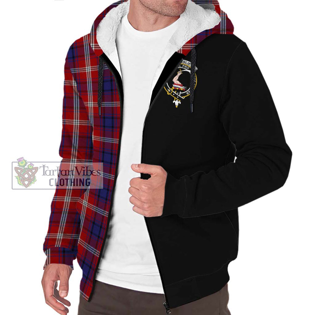 Ainslie Tartan Sherpa Hoodie with Family Crest and Half Of Me Style Unisex S - Tartanvibesclothing Shop