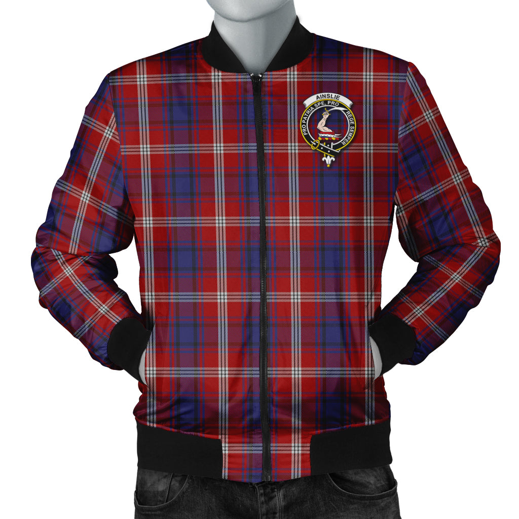 Ainslie Tartan Bomber Jacket with Family Crest Unisex - Tartanvibesclothing