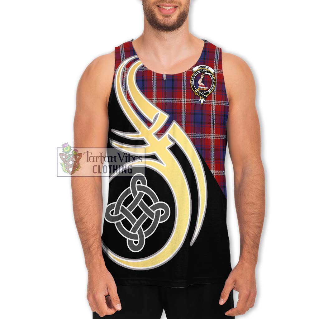 Ainslie Tartan Men's Tank Top with Family Crest and Celtic Symbol Style Men - Tartan Vibes Clothing