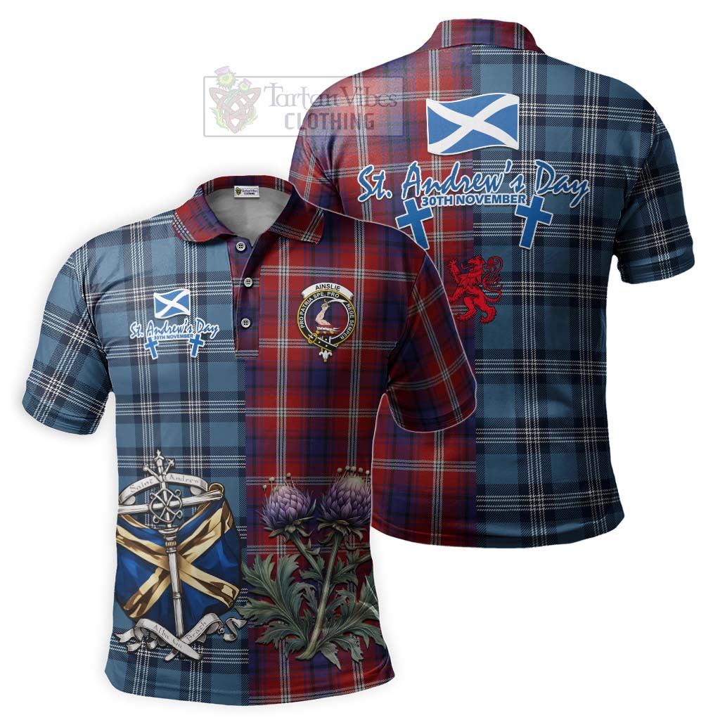 Tartan Vibes Clothing Ainslie Tartan Polo Shirt Happy St. Andrew's Day Half Tartan Style