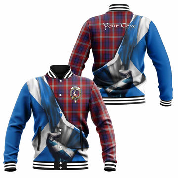 Ainslie Tartan Baseball Jacket with Family Crest Scotland Patriotic Style