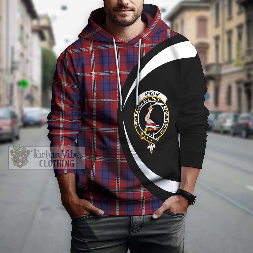 Tartan Vibes Clothing Ainslie Tartan Hoodie with Family Crest Circle Style