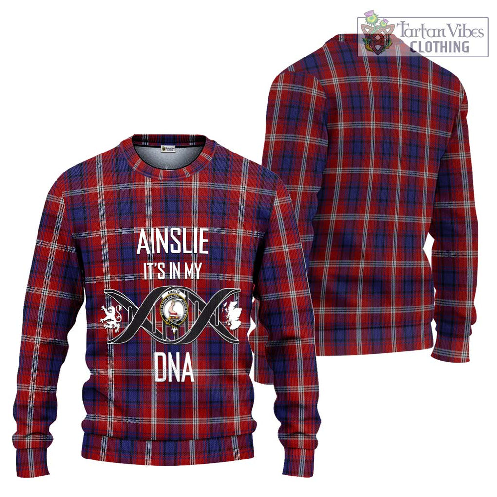 Ainslie Tartan Knitted Sweater with Family Crest DNA In Me Style Unisex - Tartanvibesclothing Shop