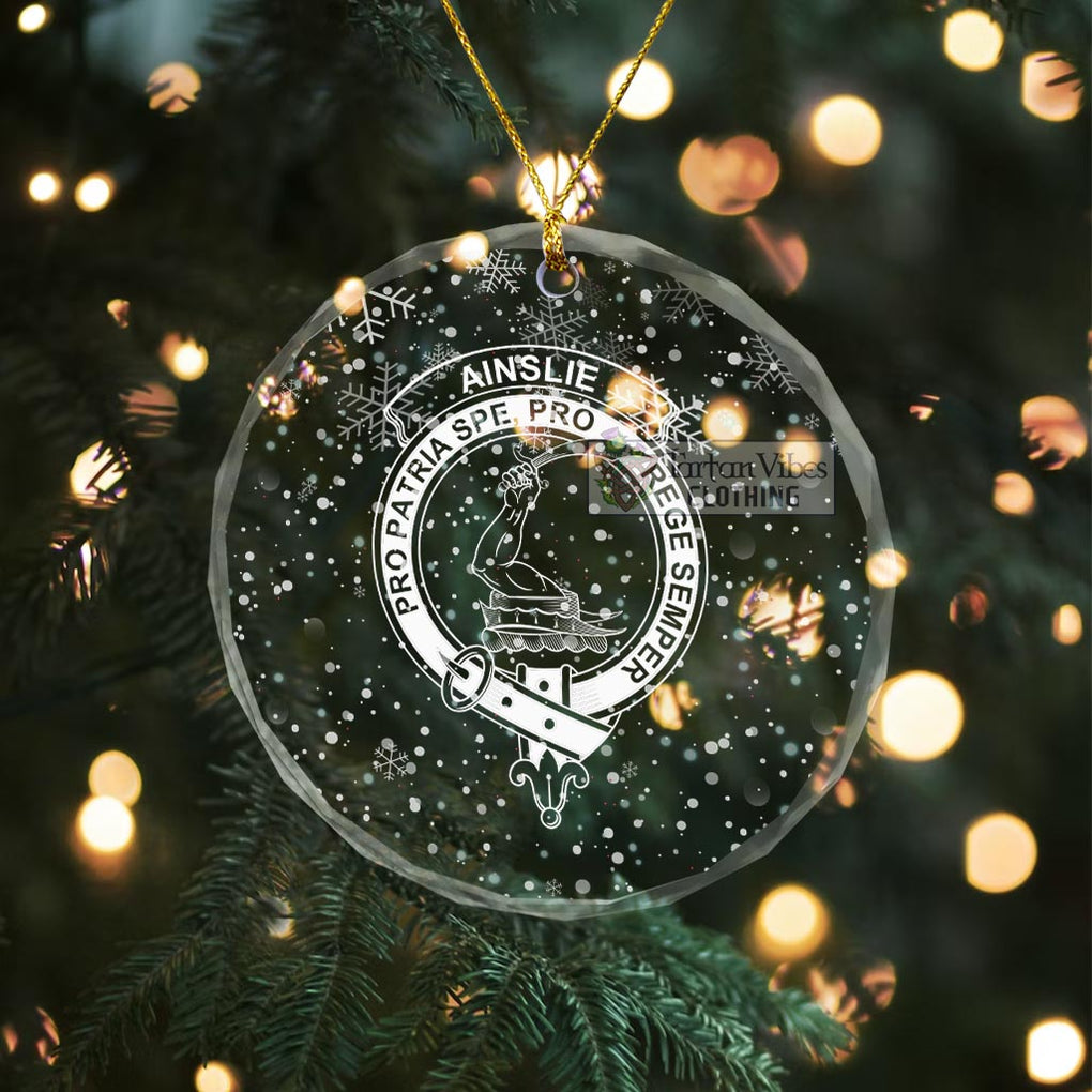 Tartan Vibes Clothing Ainslie Clan Crest Christmas Glass Ornament