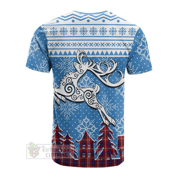 Ainslie Clan Christmas Cotton T-shirt Celtic Reindeer Style