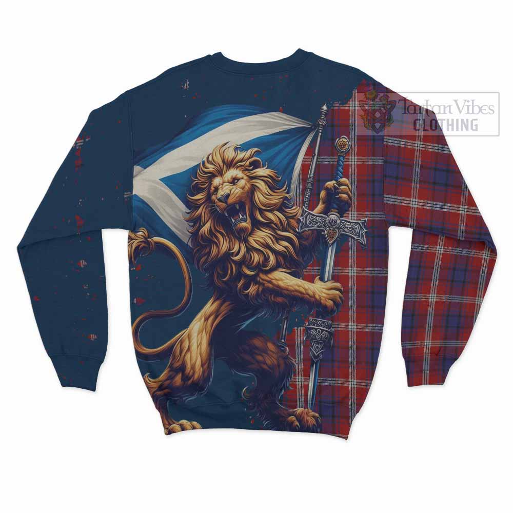 Tartan Vibes Clothing Ainslie Tartan Family Crest Sweatshirt with Scottish Majestic Lion