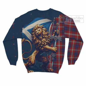 Ainslie Tartan Family Crest Sweatshirt with Scottish Majestic Lion