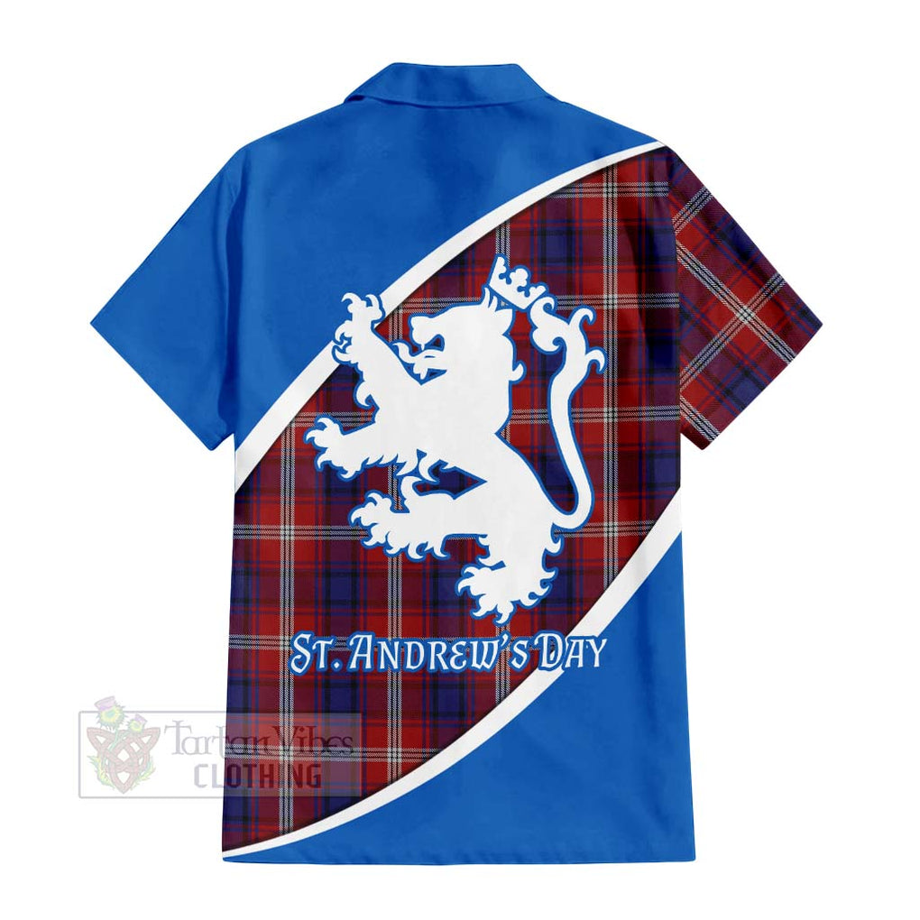 Tartan Vibes Clothing Ainslie Family Crest Tartan Short Sleeve Button Shirt Celebrate Saint Andrew's Day in Style