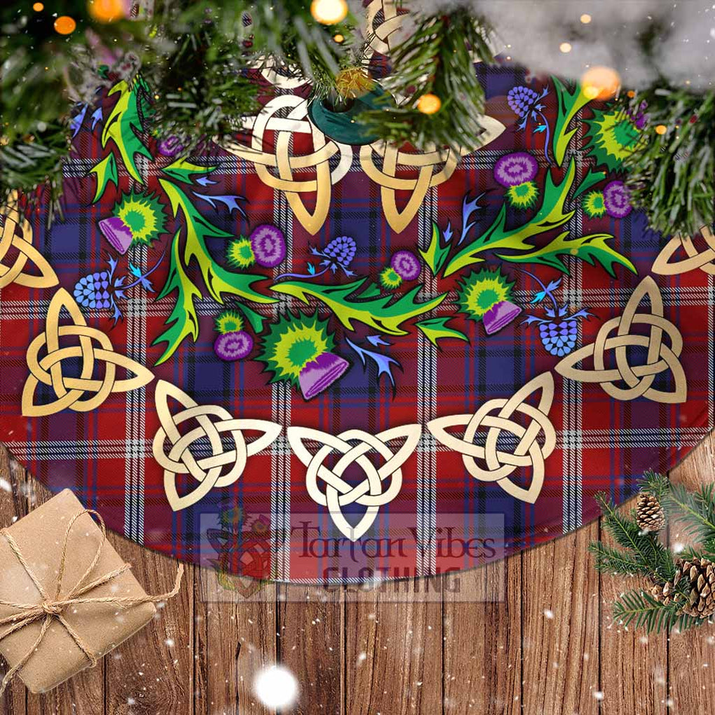 Tartan Vibes Clothing Ainslie Tartan Christmas Tree Skirt with Thistle Celtic Knot Style