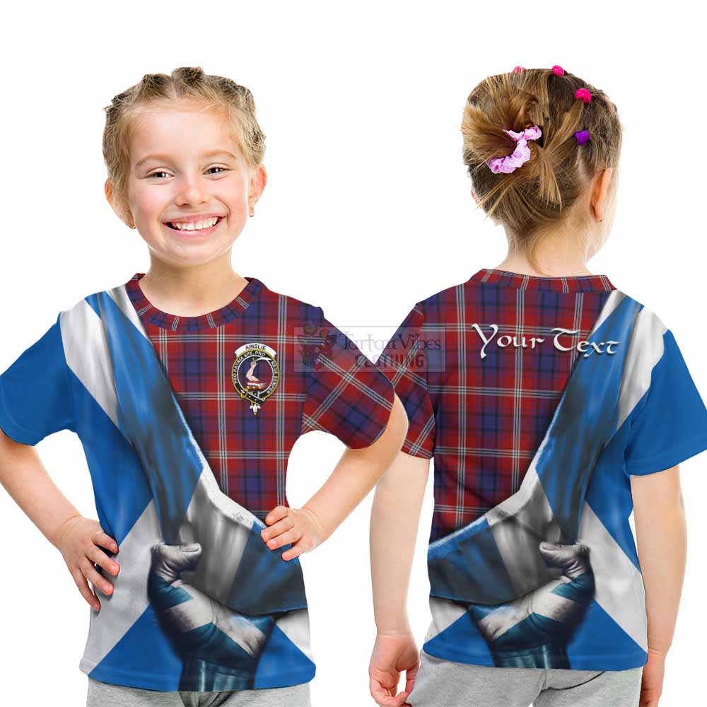 Tartan Vibes Clothing Ainslie Tartan Kid T-Shirt with Family Crest Scotland Patriotic Style