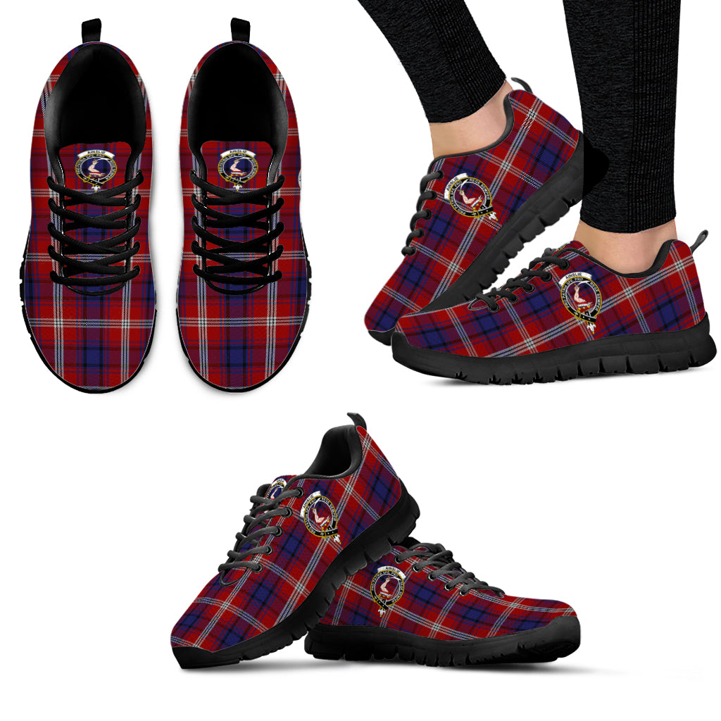 Ainslie Tartan Sneakers with Family Crest - Tartanvibesclothing