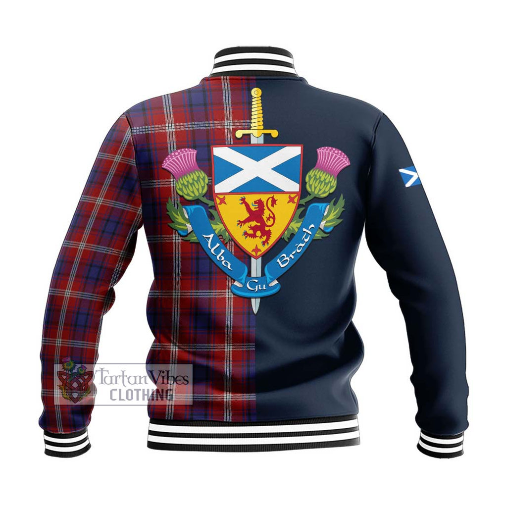 Tartan Vibes Clothing Ainslie Tartan Baseball Jacket with Scottish Lion Royal Arm Half Style