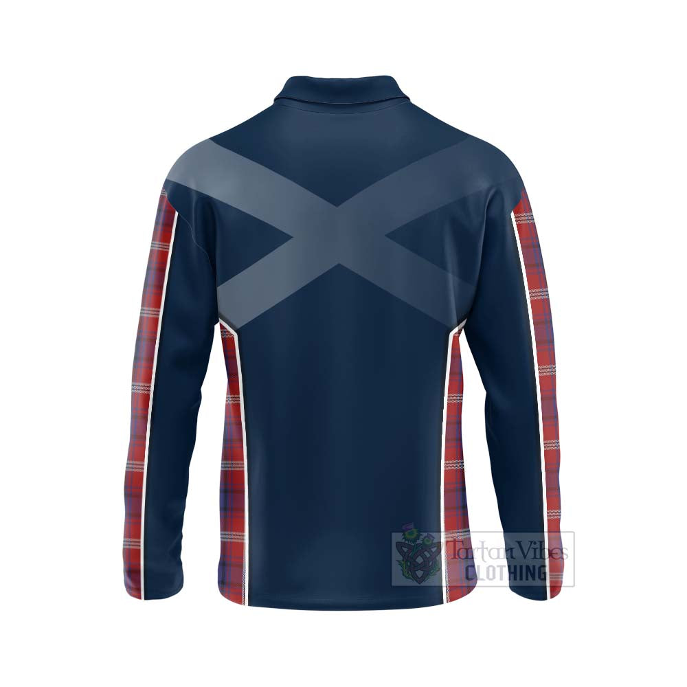 Tartan Vibes Clothing Ainslie Tartan Long Sleeve Polo Shirt with Family Crest and Scottish Thistle Vibes Sport Style