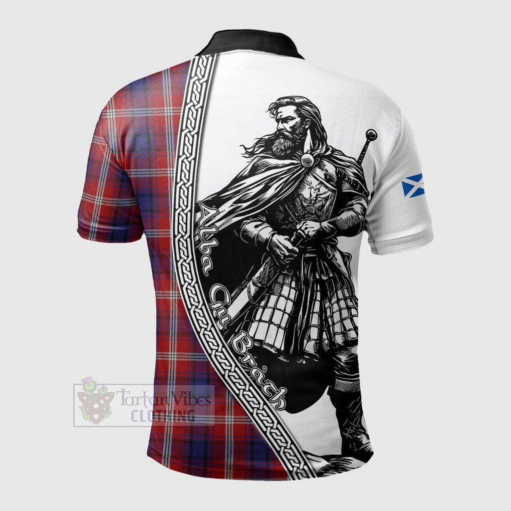 Tartan Vibes Clothing Ainslie Tartan Clan Crest Polo Shirt with Highlander Warrior Celtic Style