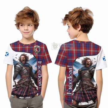 Ainslie Crest Tartan Kid T-Shirt Inspired by the Freedom of Scottish Warrior