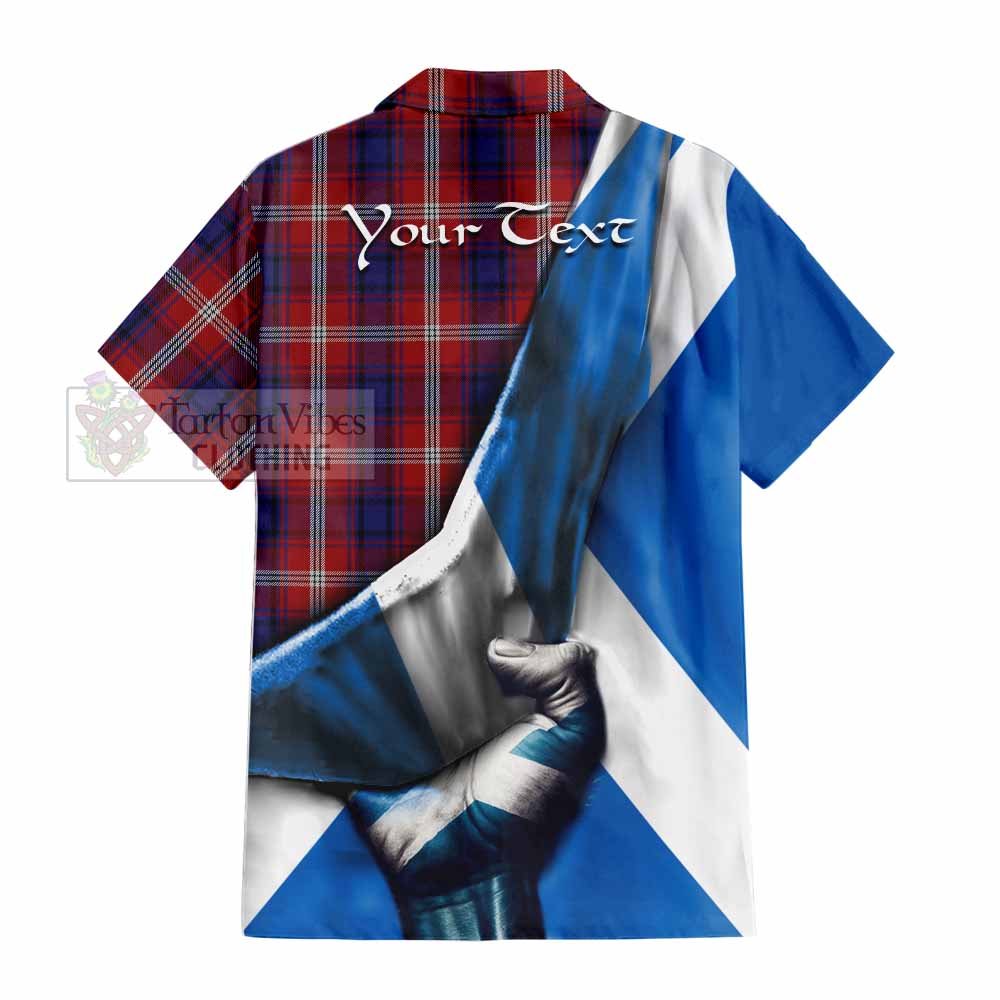 Tartan Vibes Clothing Ainslie Tartan Short Sleeve Button Shirt with Family Crest Scotland Patriotic Style