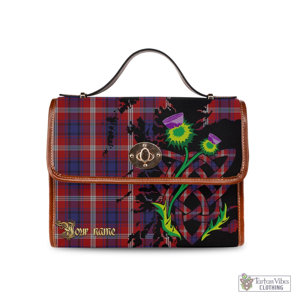 Tartan Vibes Clothing Ainslie Tartan Waterproof Canvas Bag with Scotland Map and Thistle Celtic Accents