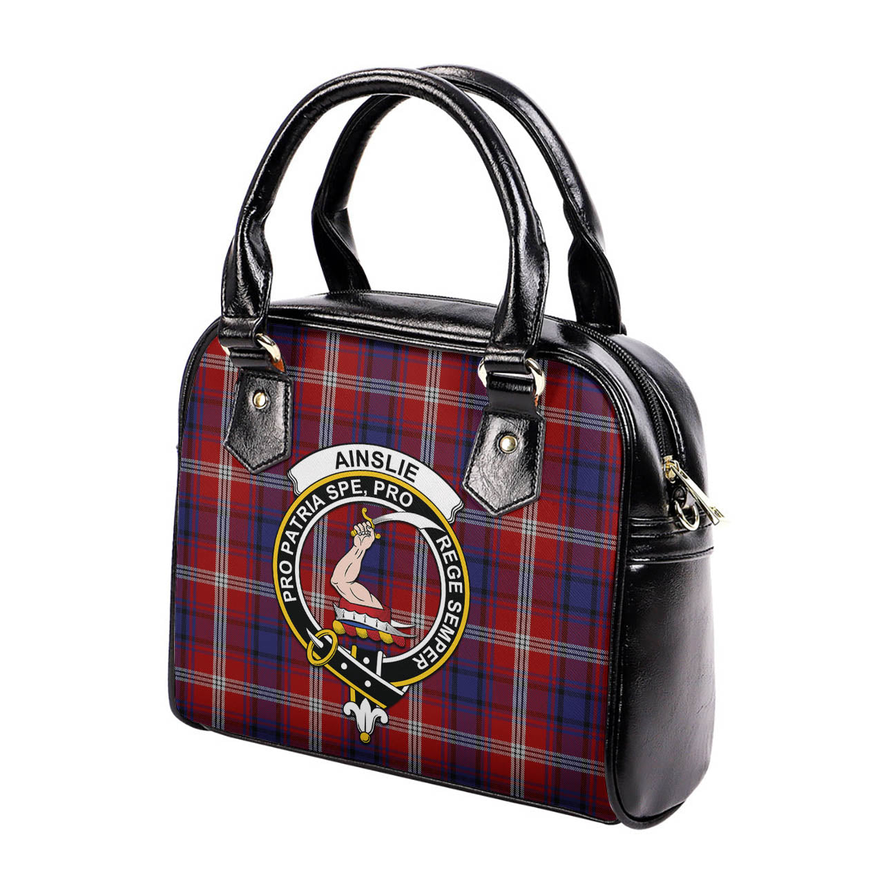 Ainslie Tartan Shoulder Handbags with Family Crest - Tartanvibesclothing