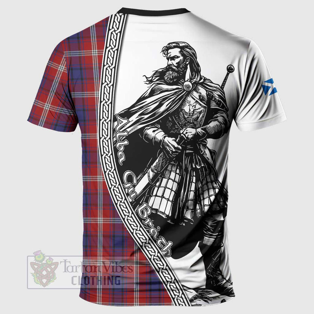 Tartan Vibes Clothing Ainslie Tartan Clan Crest T-Shirt with Highlander Warrior Celtic Style