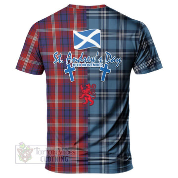 Ainslie Tartan T-Shirt Happy St. Andrew's Day Half Tartan Style