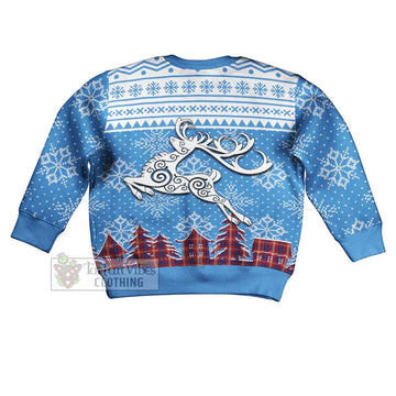 Ainslie Clan Christmas Kid Ugly Sweater with Tartan and Celtic Reindeer Style