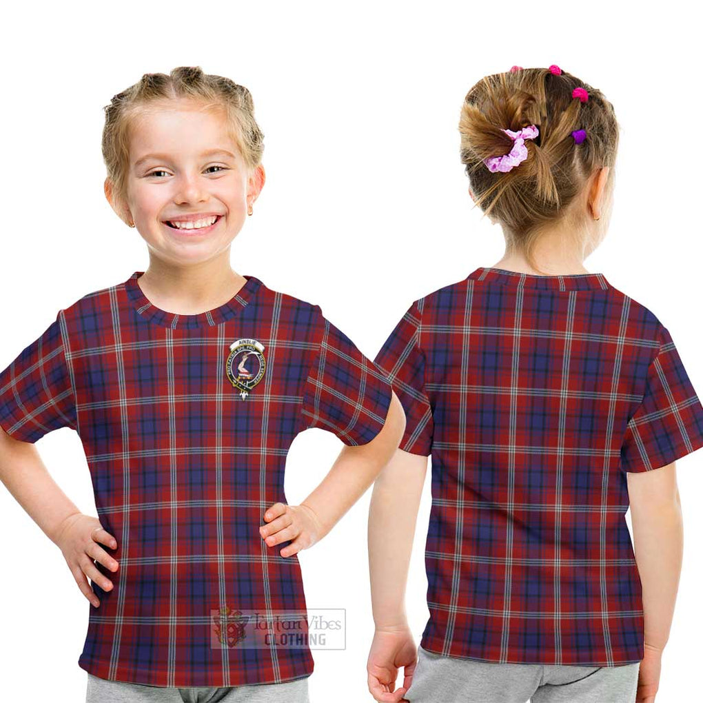 Ainslie Tartan Kid T-Shirt with Family Crest - Tartanvibesclothing Shop