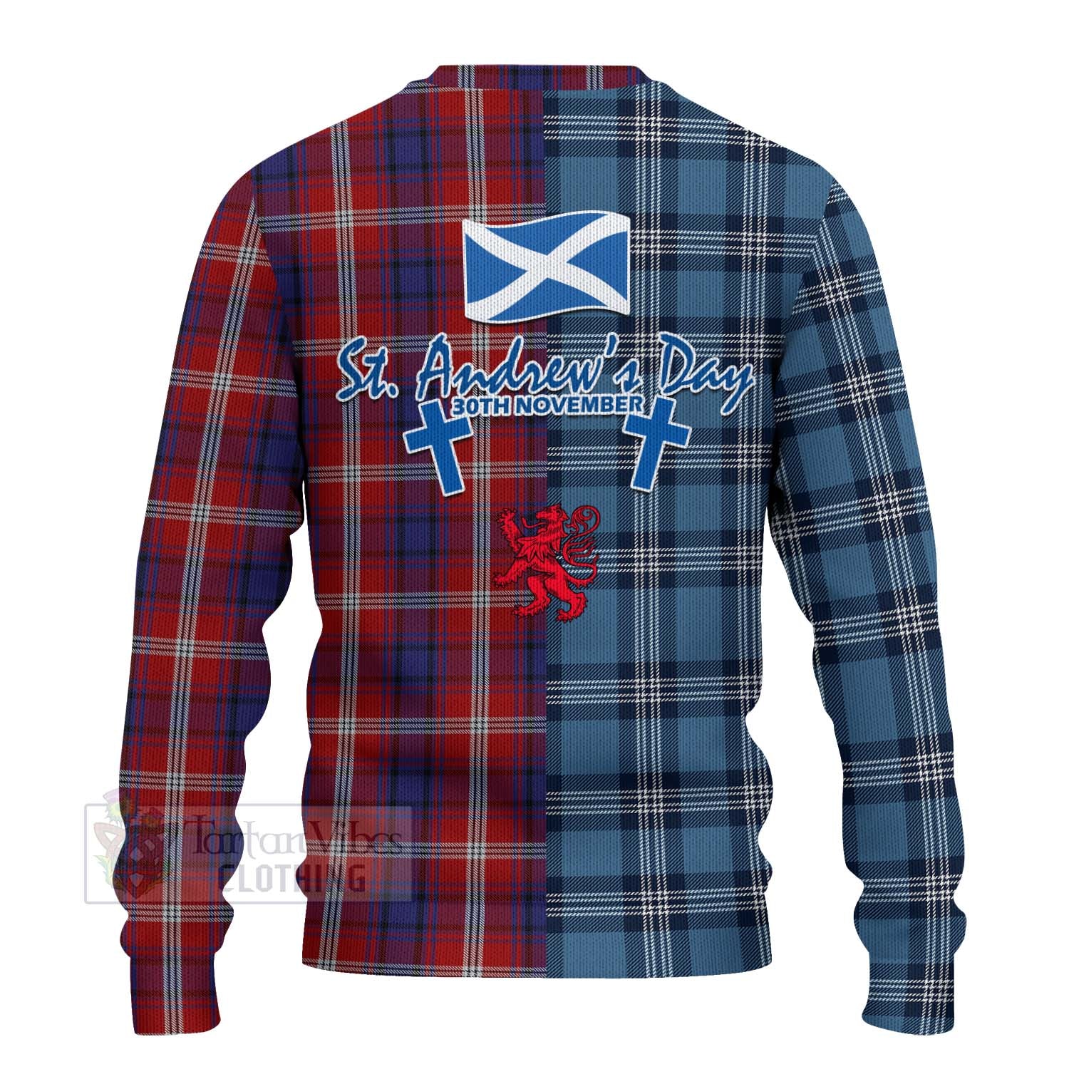 Tartan Vibes Clothing Ainslie Tartan Knitted Sweater Happy St. Andrew's Day Half Tartan Style