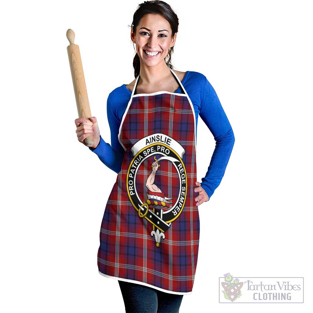 Ainslie Tartan Apron with Family Crest White - Tartan Vibes Clothing