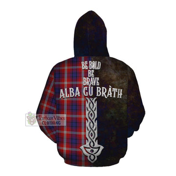 Ainslie Tartan Family Crest Cotton Hoodie Alba Gu Brath Be Brave Lion Ancient Style Pullover Hoodie - Tartan Vibes Clothing