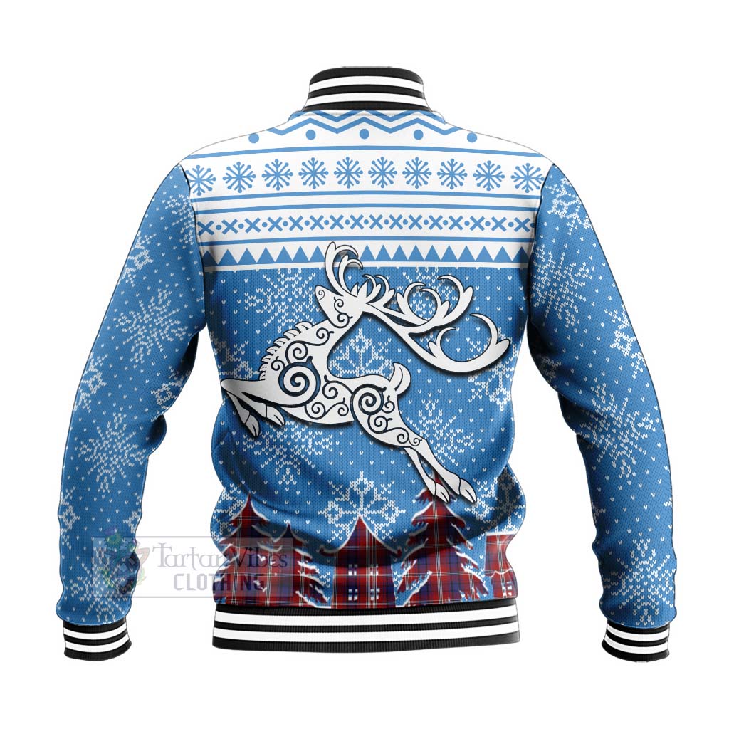 Tartan Vibes Clothing Ainslie Clan Christmas Baseball Jacket Celtic Reindeer Style