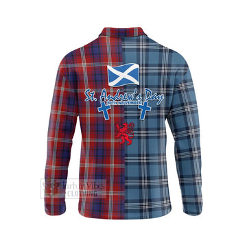 Ainslie Tartan Long Sleeve Polo Shirt Happy St. Andrew's Day Half Tartan Style